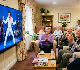 People watching a TV show