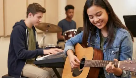 Teens playing instruments
