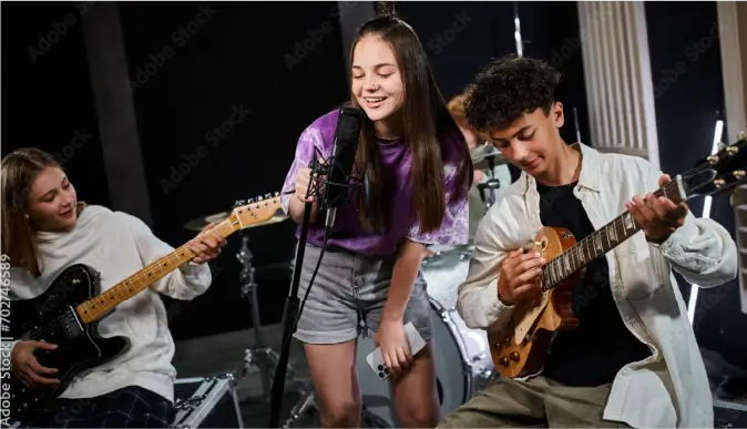 Teens playing instruments